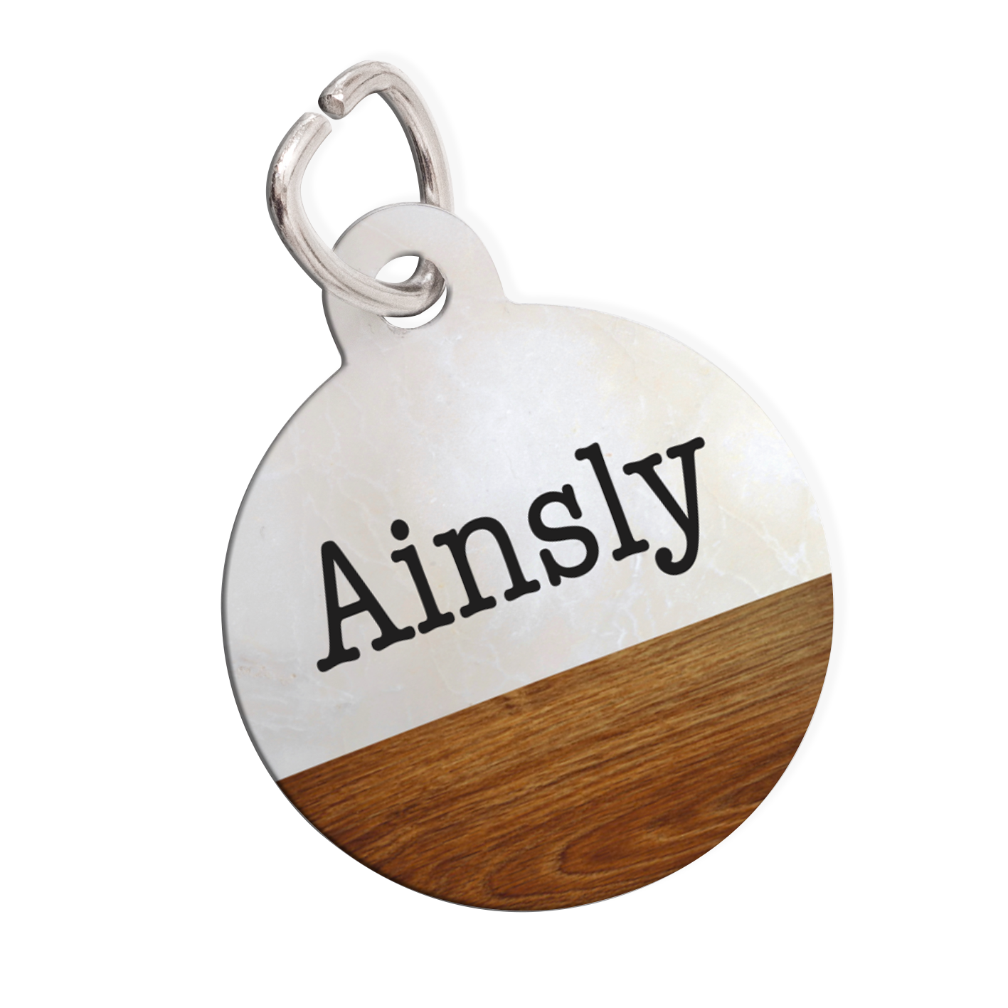 Personalised Pet ID Tag-Boho Dark Wood and White - Image 3