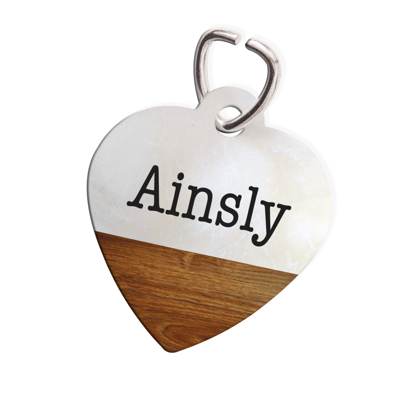 Personalised Pet ID Tag-Boho Dark Wood and White - Image 2
