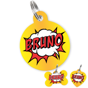 Personalised Pet ID Tag-Comic Yellow